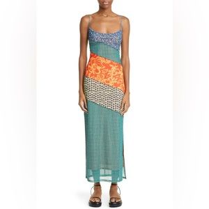 Never worn MIAOU Thais Mixed Print Stretch Recycled Mesh Midi Dress
